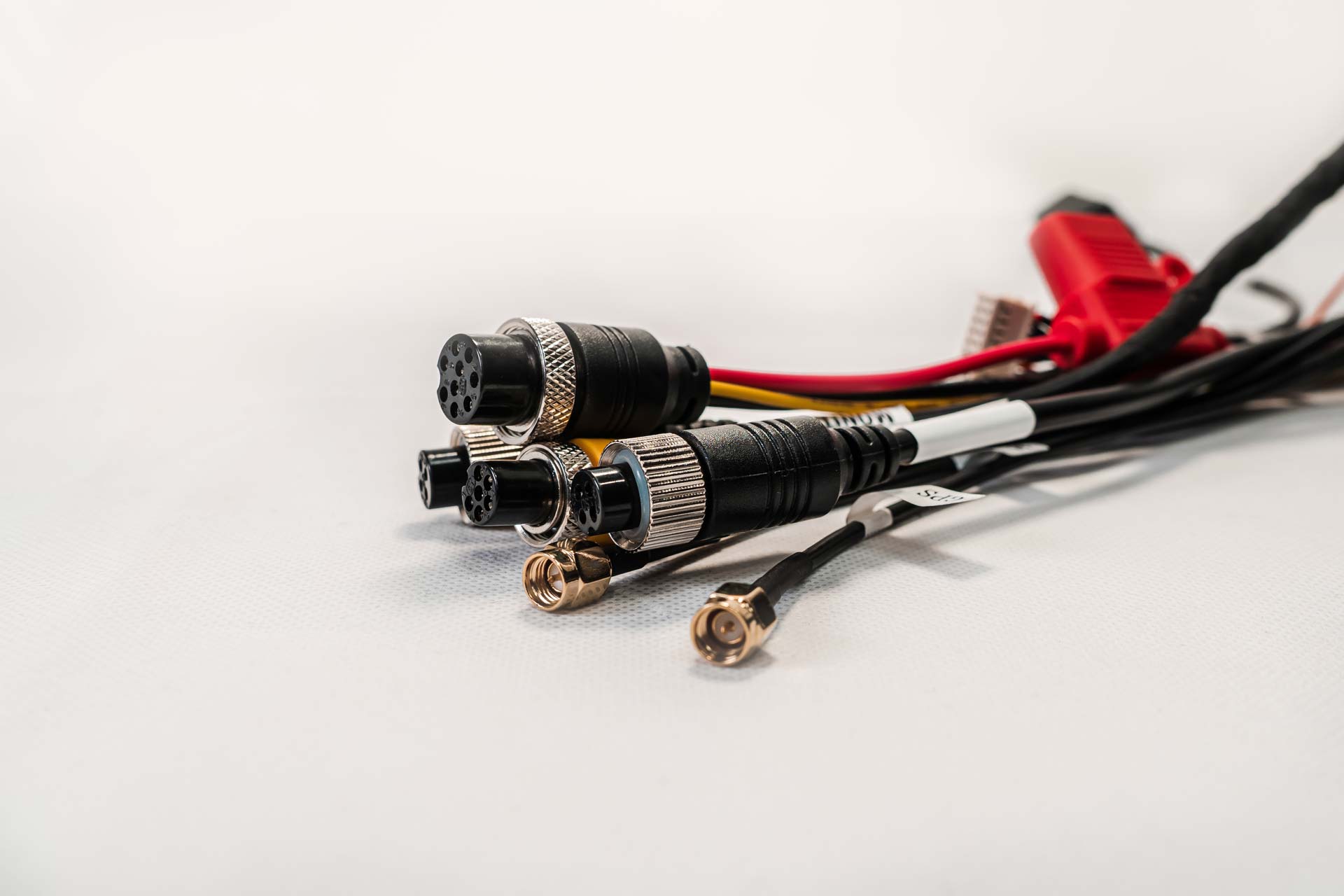 Finished cable plugs attached to wires