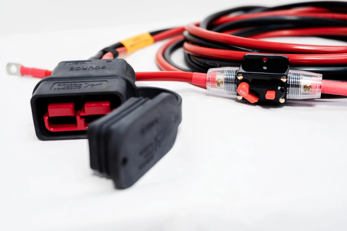Fused power cable with a plug and switch assembled.