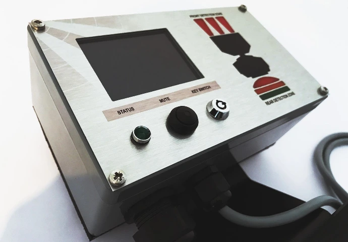 Example of one of our safety systems - this control box detects objects behind or around a vehicle