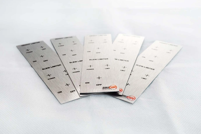 Printed metal labels with information and company branding