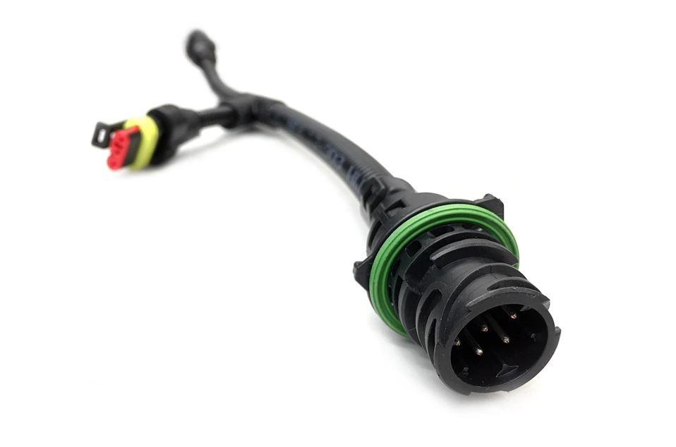 short cable with a Din connector on one end and a split wire with superseal and mizu connector on the other