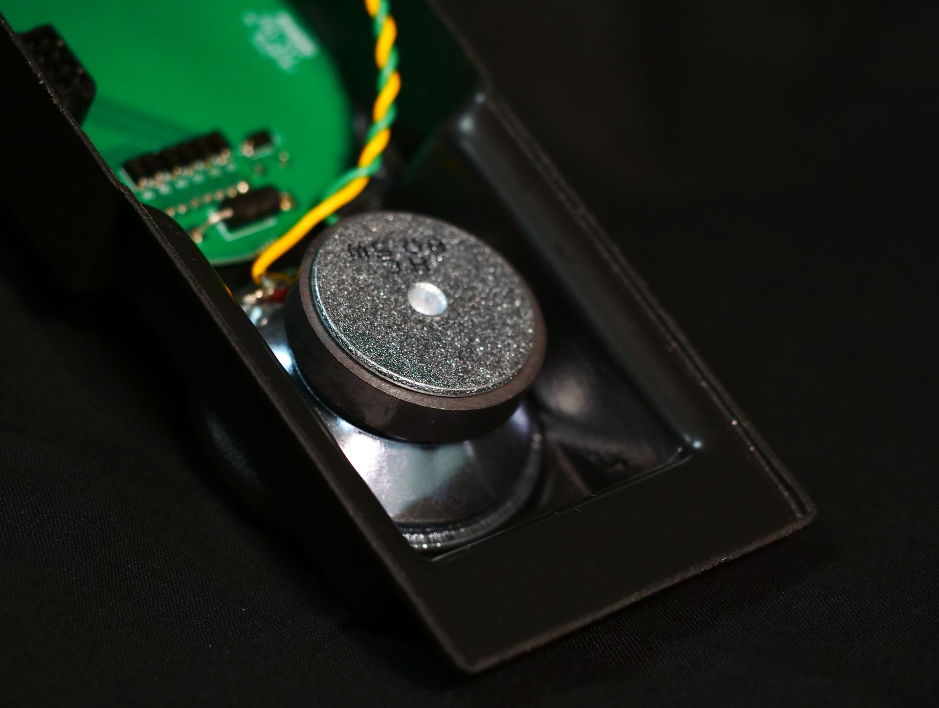 Close up of the speaker on an alarm system