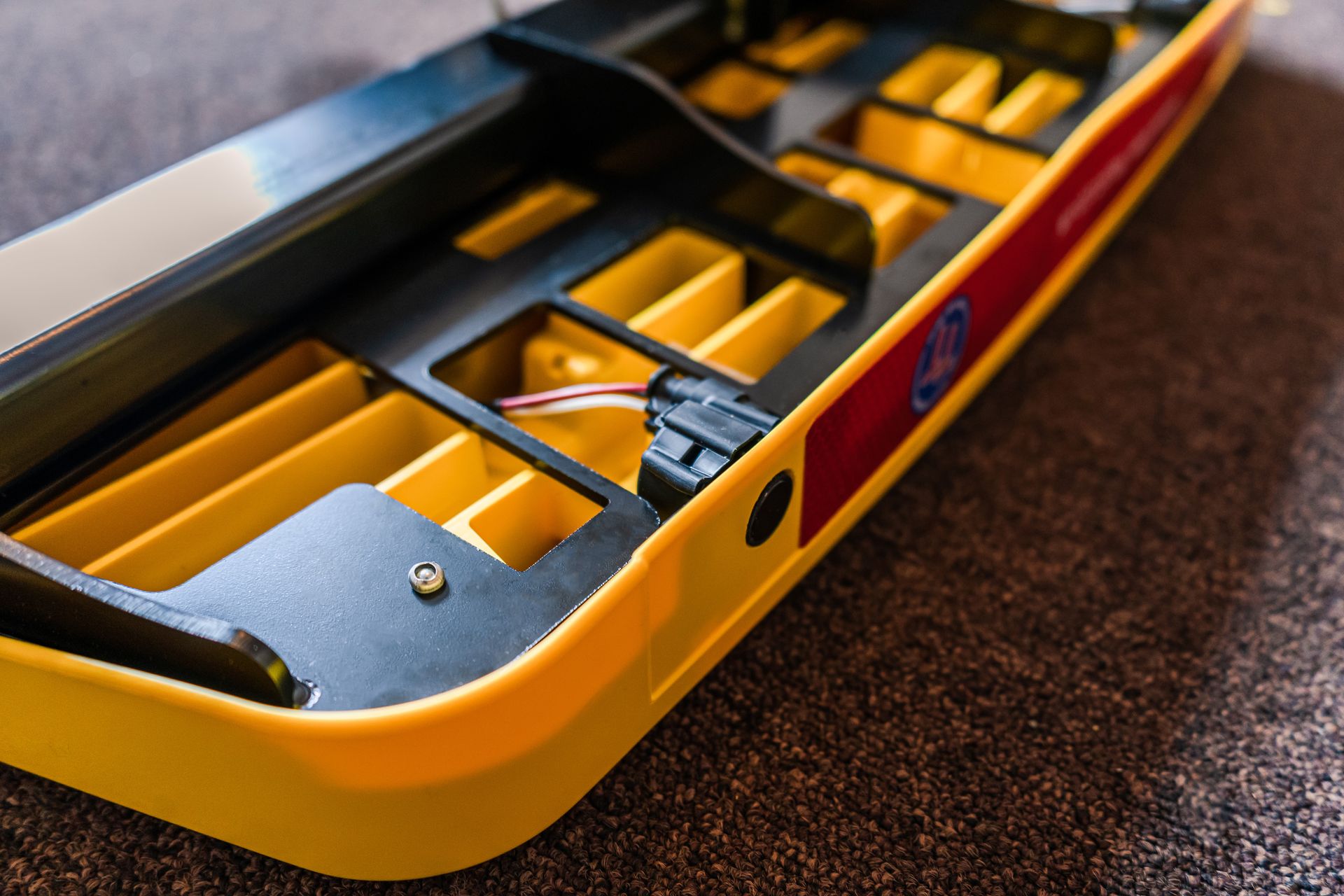 Long plastic yellow system with hidden internal wiring