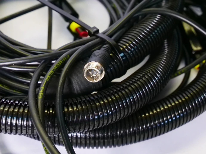 A black wiring loom