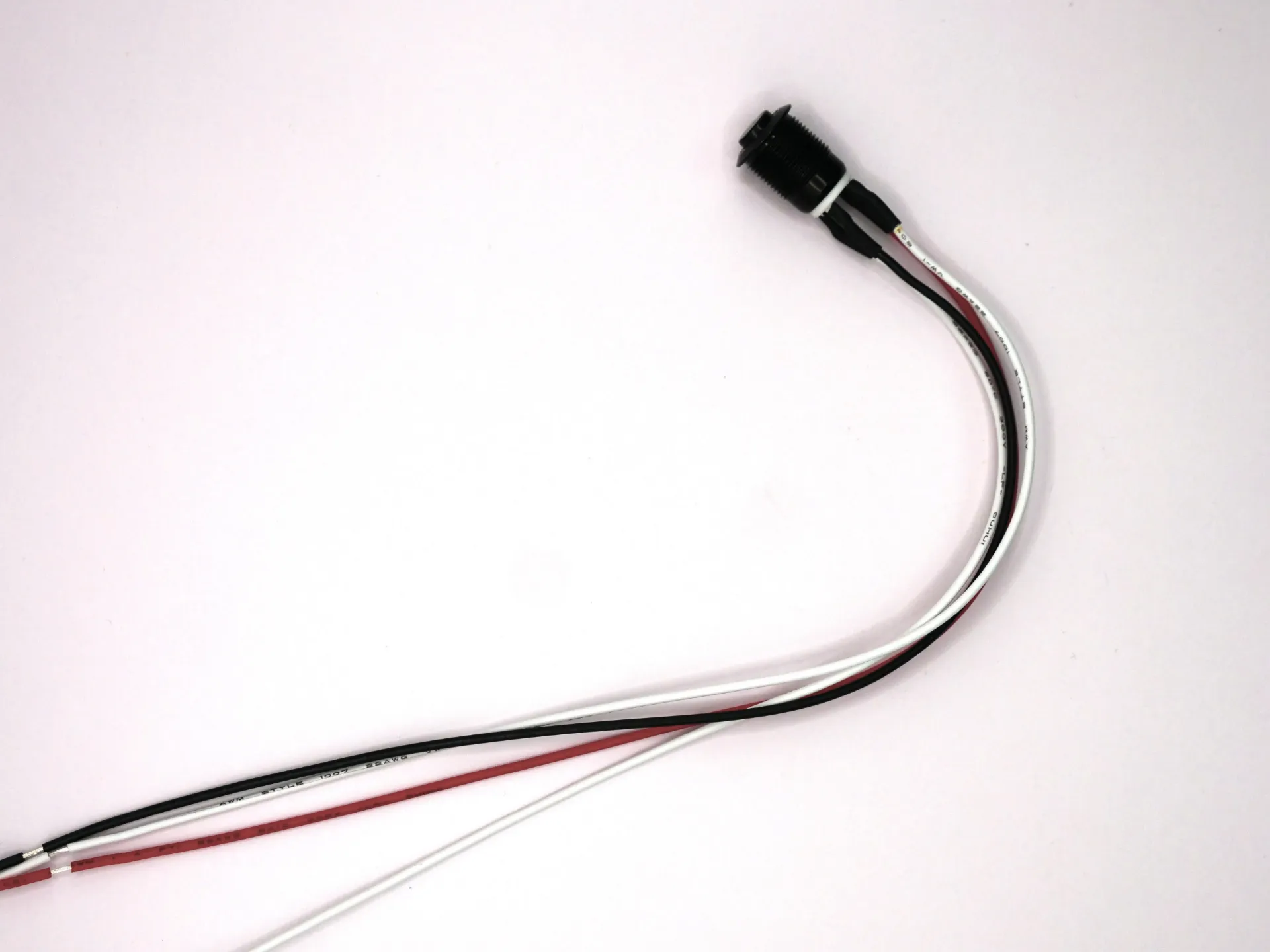 Momentary 12mm convex push switch with LED 12/24VDC prewired (white wires and +VE LED RED & -VE LED BLACK 250mm