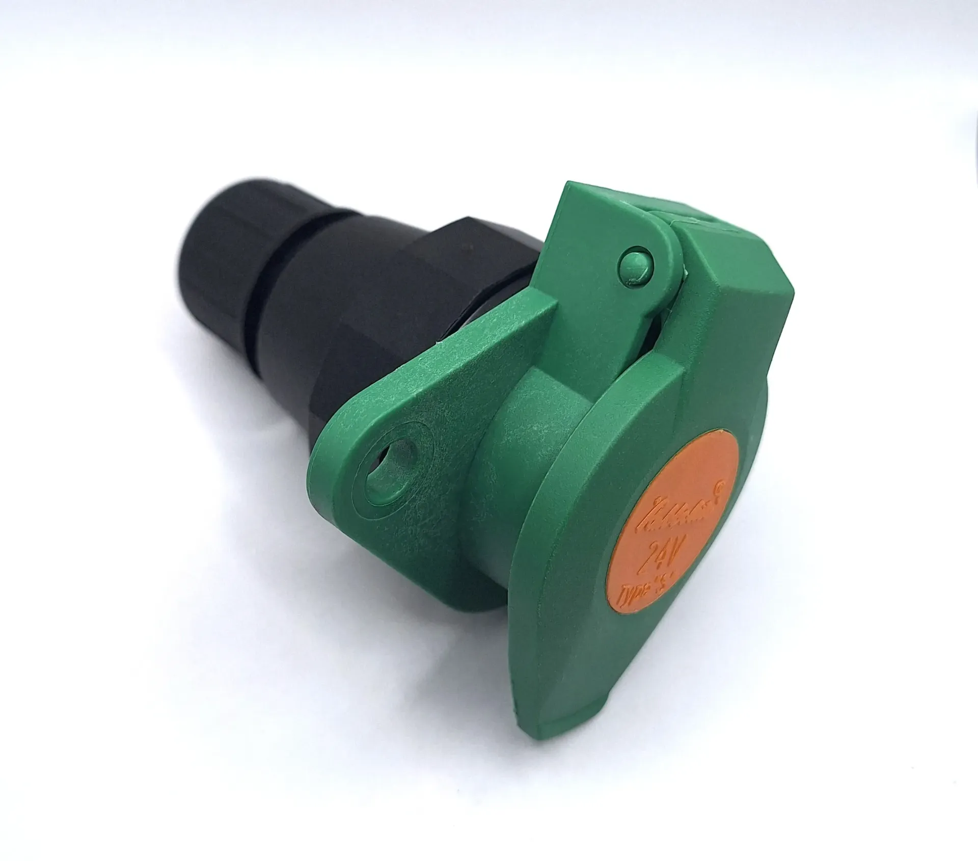 7 Way Durite 24S Trailer Socket - With Rear Entry Screw Gland - Green
