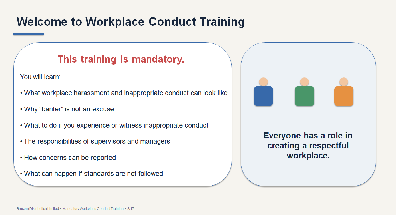 Welcome to Workplace Conduct Training